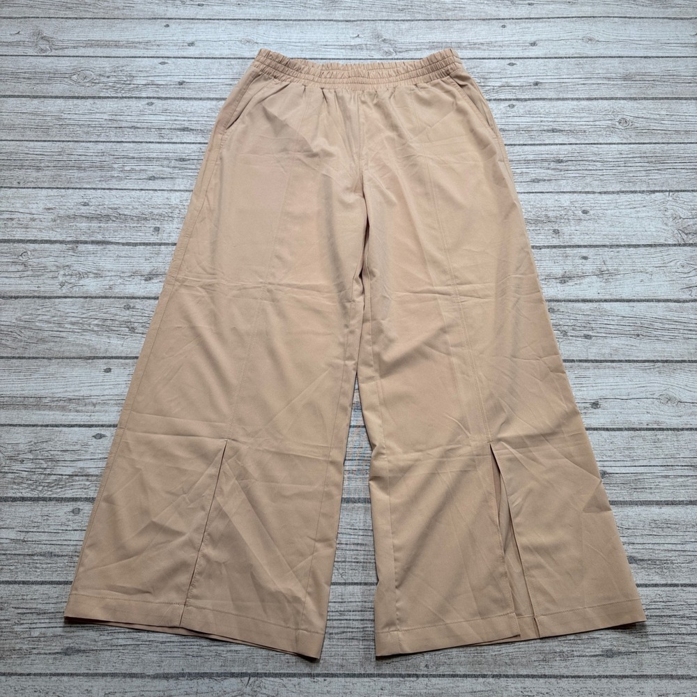 Old Navy Pants Women's Medium Brown Wide Leg Baggy Fit Stretch Tech Front Slit